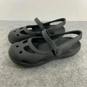 CROCS Shayna Mary Jane Slip On Black Flats Child Size 12